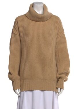 MSGM Camel Ribbed Turtleneck Sweater